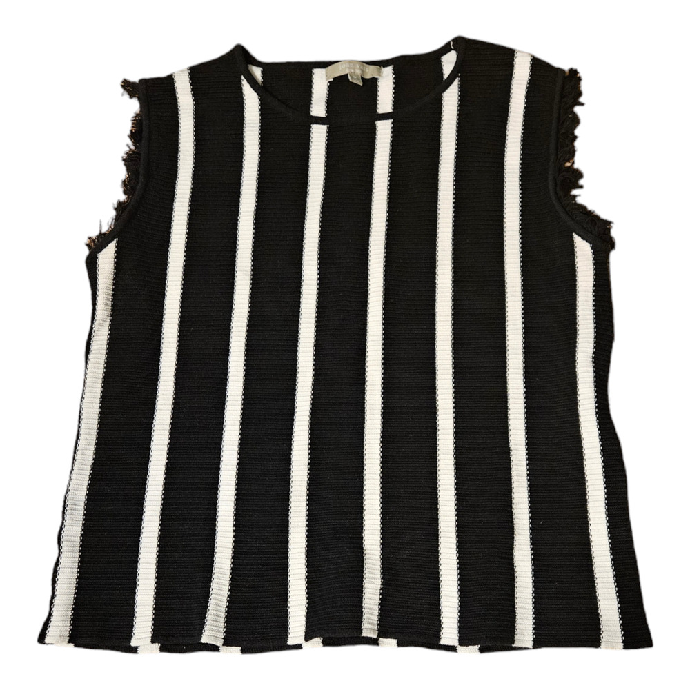 Joan Vass Medium Sleeveless Striped Pullover Shirt